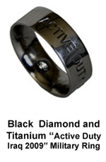 Military Service Ring with Black Diamond for our Servicewomen and servicemen in Iraq