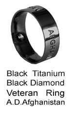 Veteran-Military Ring with Black Diamond for our Servicewomen and servicemen in Afghanistan