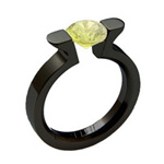 Black Zirconium Wedding Ring With a Round Lab Grown Yellow Diamond