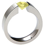 Titanium Wedding Ring With a Round Lab Grown Yellow Diamond