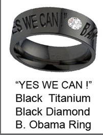 Obama memorabilia, Obama gifts - Black-Titanium-Ring- with-Diamond by AbsoluteTitanium.com