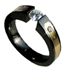 black titanium ring with gold and diamond excentris
