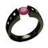 black titanium tension setting ring with shoulder stones