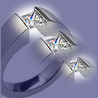 Titanium Wedding Band - Tension Setting Ring