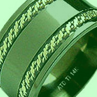 Flat Titanium Wedding Band with Gold inlays- absolutetitanium.com