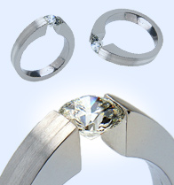 titanium tension wedding Ring, titanium Diamond wedding rings, titanium engagement rings and titanium wedding bands 