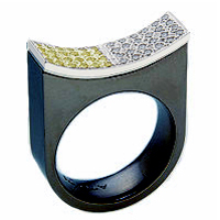 Black Titanium Wedding Ring - Tension Sitting Ring - absolutetitanium.com