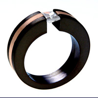  Wedding Black Titanium Ring with Inlay - absolutetitanium.com