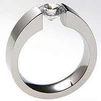 Titanium Tension Wedding Ring, Tension Mounted Diamond Ring - absolutetitanium.com