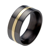 Black Titanium Wedding Ring with Gold Inlay - absolutetitanium.com
