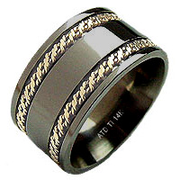 Flat Titanium Wedding Band with Gold inlays- absolutetitanium.com