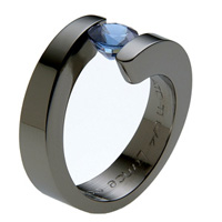 Black Titanium Wedding Ring - Tension Sitting Ring - absolutetitanium.com