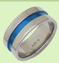 Titanium Ring with Blue Rendition detail