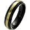 Black Zirconium metal engagement and wedding bands and rings - Half-round with Gold inlay