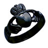 Absolute Titanium Design - Black Zirconium Metal Ring - Black Claddagh