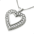 Stainless Steel Pendant Heart with diamonds