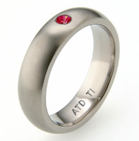 Absolute Titanium Design - Titanium and diamond rings - Half Round Ruby Band