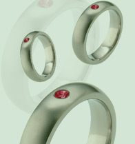 Absolute Titanium Design - Titanium and diamond rings - Half Round Ruby Band