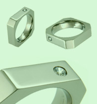 Absolute Titanium Design - Titanium and diamond rings - Diamond Octo