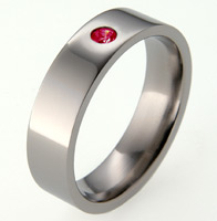 Absolute Titanium Design - Titanium and diamond rings - Flat Ruby Band