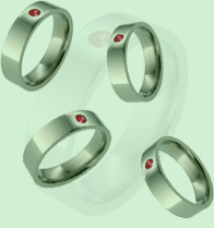 Absolute Titanium Design - Titanium and diamond rings - Flat Ruby Band