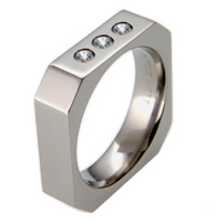 Absolute Titanium Design - Titanium and diamond rings - Three Diamond Octo