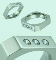Absolute Titanium Design - Titanium and diamond rings - Three Diamond Octo