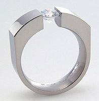 Titanium tension setting rings - Diamond tension set - Demi-Lune