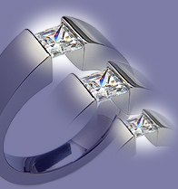 Titanium tension setting rings - Diamond tension set - Excentris Tapered