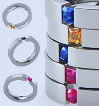Titanium tension setting rings - Diamond tension set - Classic Tension