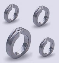 Titanium tension setting rings - Diamond tension set - Gallantie Trio