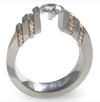 Titanium tension setting rings - Diamond tension set - Epoulette D'oro