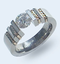 Titanium tension setting rings - Diamond tension set - Epoulette D'oro