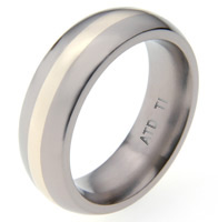 Titanium wedding bands and rings - White Gold Inlay