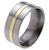 Titanium wedding bands and rings - Flat Inlay