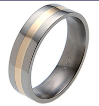 Titanium wedding bands and rings - Flat Inlay