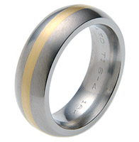 Titanium wedding bands and rings - Round Inlay